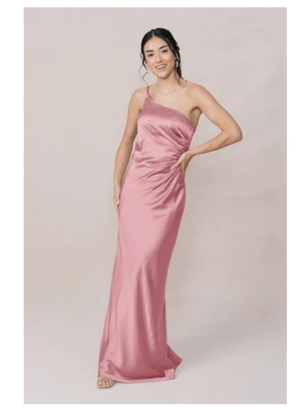 Revelry Blush Pink Satin One-Shoulder Gown
